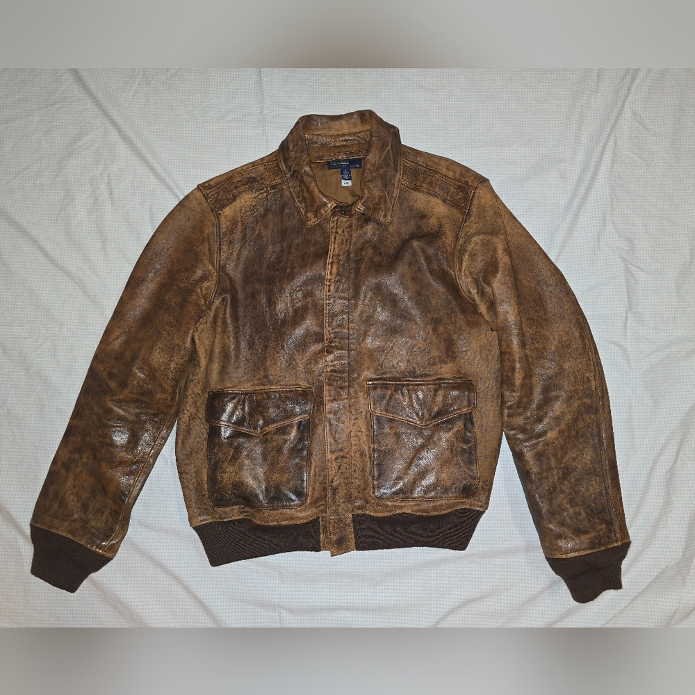 Polo Ralph Lauren Brown Leather Flight Jacket - Picture 2 of 5